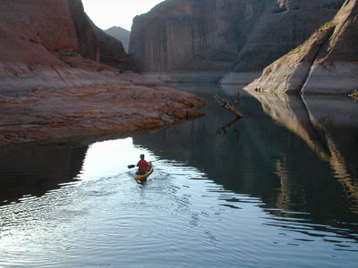 Charlie paddling Reflection Canyon
